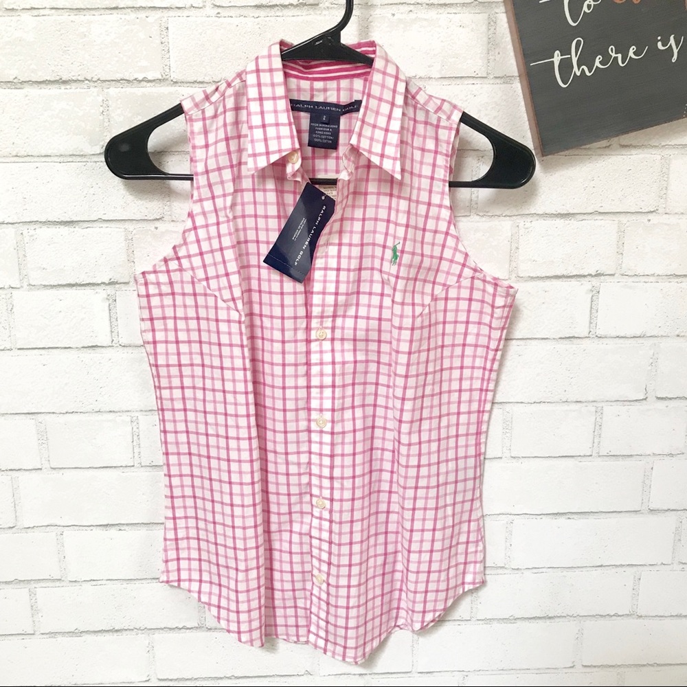NWT Ralph Lauren Golf Plaid Shirt Sleeveless Top